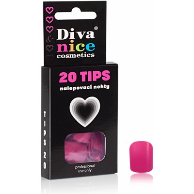 Diva & Nice Cosmetics Nalepovací umělé nehty TIPS 20 růžovočervená 08 – Zboží Mobilmania