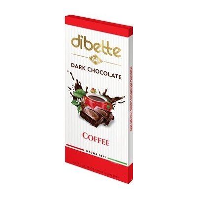 Diabette Choco Hořká čokoláda s fruktózou plněná krémem s kávovou příchutí 80 g