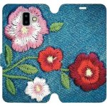 Pouzdro Mobiwear parádní flip Samsung Galaxy J6 Plus 2018 - MD05P Džínové květy – Zboží Mobilmania