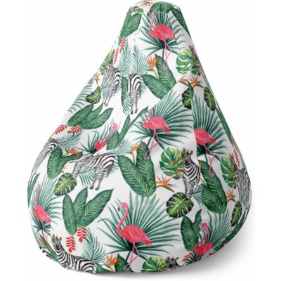 Sablio sedací vak Pear zebra a plameňák 140 x 100 x 25 cm – Sleviste.cz