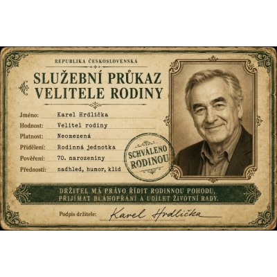 Bezvadary.cz | Služební průkaz velitele rodiny s vlastní fotografií A4 30x21cm rp7 – Hledejceny.cz