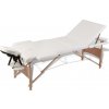 Masážní stůl a židle Vida XL 110082 skládací masážní stůl se 3 zónami a dřevěným rámem krémově bílý