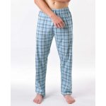 Gina pánské kalhoty dlouhé pyžamové pánské, šité, klasické s potiskem pyžama 2025 79197P pomnenková bílá – Zboží Mobilmania