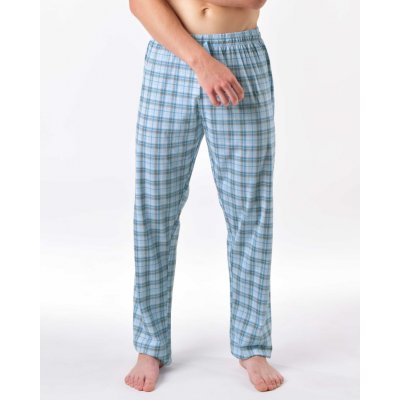 Gina pánské kalhoty dlouhé pyžamové pánské, šité, klasické s potiskem pyžama 2025 79197P pomnenková bílá – Zboží Mobilmania