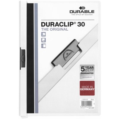 Durable Duraclip A4 Zakládací desky s klipem kapacita 30 listů bílé