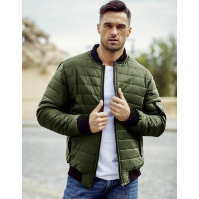 DStreet bunda pánská prošívaná bomber jacket TX2211 Khaki – Sleviste.cz