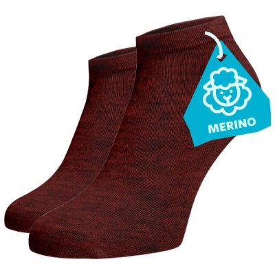 Kotníkové ponožky MERINO Vlna Vínová – Zboží Mobilmania
