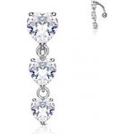 Šperky4U Obrácený piercing do pupíku se srdíčky WP0009-C – Hledejceny.cz