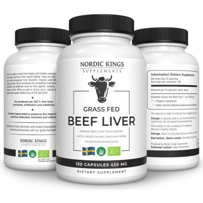 Nordic Kings Hovězí játra v BIO Grass-fed kvalitě 180 kapslí – Zboží Dáma