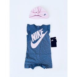 Nike Kids Multi stylový dívčí overal s krátkým rukávem a čepice set 2 ks Dívčí Vícebarevná Dítě