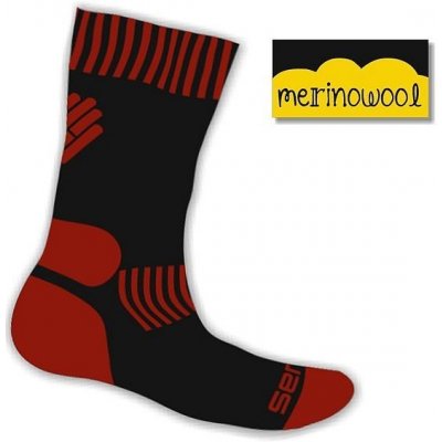 Sensor Expedition Merino Wool ponožky černá/červená – Zboží Mobilmania