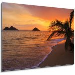 Skleněný obraz 1D - 100 x 70 cm - Pacific sunrise at Lanikai beach in Hawaii Pacifik východ slunce na pláži Lanikai na Havaji – Hledejceny.cz