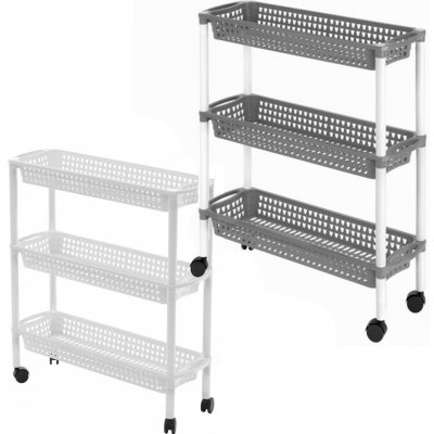 REGÁL KOŠOVÝ NA KOLEČKÁCH,3 PATRA,60X18X61CM,PLAST – Hledejceny.cz