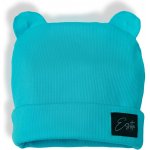 ESITO Zimní žebrovaná čepice s oušky Color Turquoise tyrkysová – Zboží Dáma