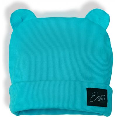 ESITO Zimní žebrovaná čepice s oušky Color Turquoise tyrkysová – Zboží Dáma