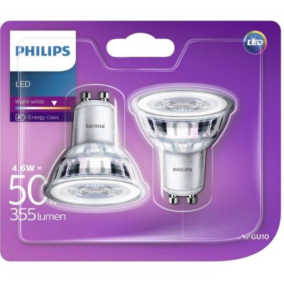Philips LED Classic 4.6-50 W, GU10, 2700 K, Set 2 ks 929001215231 – Zboží Mobilmania