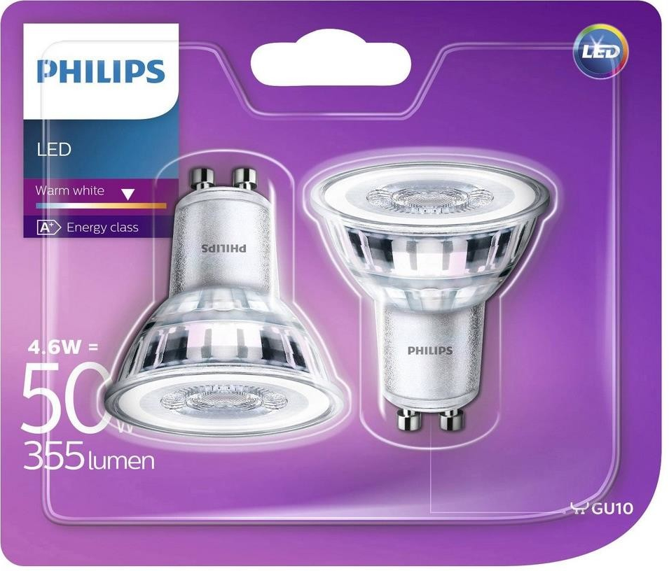 Philips LED Classic 4.6-50 W, GU10, 2700 K, Set 2 ks 929001215231