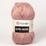 YarnArt pletací příze ALPINE ANGORA 342 starorůžová, efektní, 150g/150m