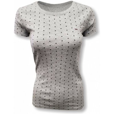 Tommy Hilfiger dámské tričko s puntíky a Logem Dots šedé – Zboží Mobilmania