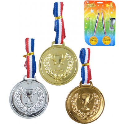 Sada 3 plastové medaile trikolora pro vítěze na kartě