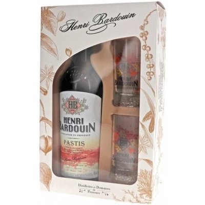 Pastis Henri Bardouin 45% 0,7 l (dárkové balení 2 sklenice) – Sleviste.cz