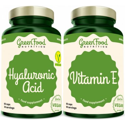 GreenFood Nutrition Kyselina Hyaluronová 60 kapslí + Vitamin E 60 kapslí – Sleviste.cz
