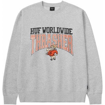 HUF × Thrasher Candlestick Crewneck Athletic Heather