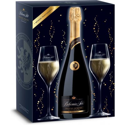 Bohemia Sekt Prestige Demi sec 12,5% 0,75 l (dárkové balení 2 sklenice) – Zboží Mobilmania