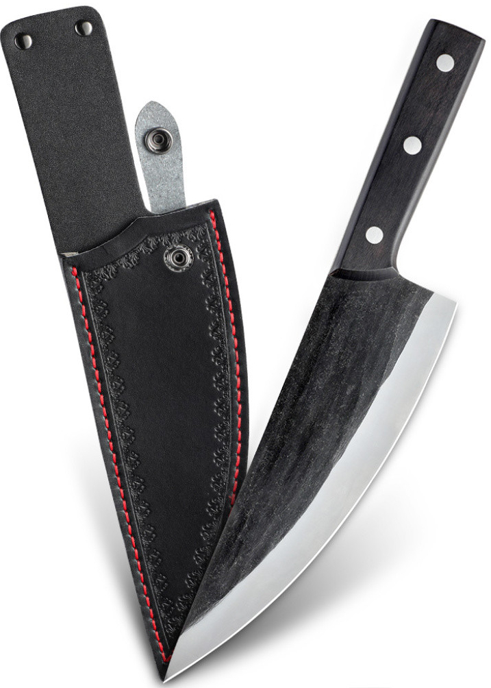 UG Grill Nůž Chef 21 32 cm s pouzdrem Uhlíková ocel dřevo pakkawood