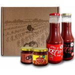 ZP Mikulčice dárková sada 1x Extra kečup jemný ve skle 520 g 1x Extra kečup ostrý ve skle 520 g 1x Rajčatový protlak 200 g 1x Rajčatový džem s vanilkou 200 g – Zboží Dáma