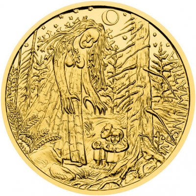 Česká mincovna Zlatá půluncová medaile Pověsti českých hradů Lesní matka pod Kašperkem proof 15,56 g – Zboží Dáma