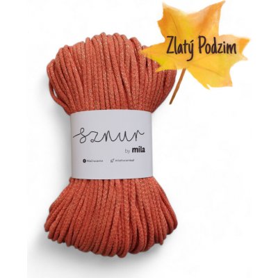 MILA Bavlněná šňůra Glitter 3mm -DÝŇOVÁ zlatá/PG127 – Zboží Dáma