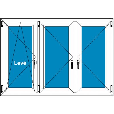 Aluplast Plastové okno Ideal 4000 Trojkřídlé se sloupky 200x120 Bílá - Dekor – Sleviste.cz