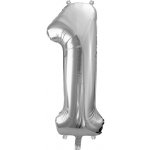 Amscan Balónek fóliový narozeniny číslo 1 stříbrný 86 cm – Zboží Dáma