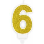 PartyDeco Svíčka na dort zlatá číslo 6 – Sleviste.cz