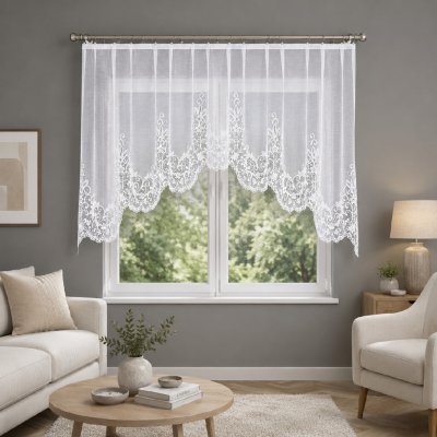 Dekorační oblouková krátká záclona na žabky BERENIKA 130 bílá 330x130 cm MyBestHome – Hledejceny.cz