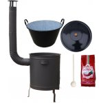 Green Home kotel na guláš a zabijačku smalt 60 L (1,2 mm), STRONG kovová kotlina 53 cm 2 mm, žáruvzdorná barva PLUS 600, Green Home poklice 57 cm SMALT, vařečka 50 cm SMREK, GURMÁN sladká paprika 250 – Sleviste.cz