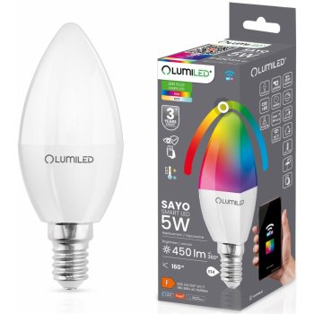 Lumiled Chytrá LED žárovka E14 B35 5W = 40W 450lm RGB CCT + BÍLÁ WIFI TUYA SMART