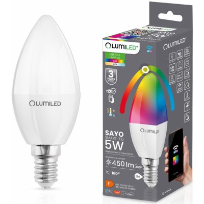 Lumiled Chytrá LED žárovka E14 B35 5W = 40W 450lm RGB CCT + BÍLÁ WIFI TUYA SMART