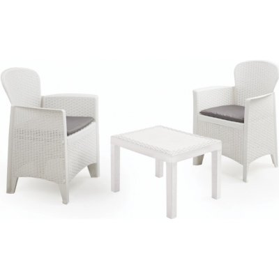 PROGARDEN Zahradní nábytek ratan AKITA sada 3 ks + polstry bílá – Zboží Dáma