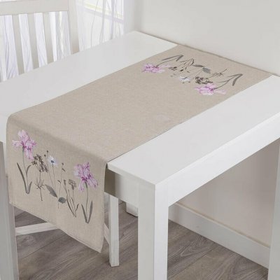 decoDoma Běhoun s výšivkou FIALOVÝ KOSATEC 40x110 cm – Hledejceny.cz