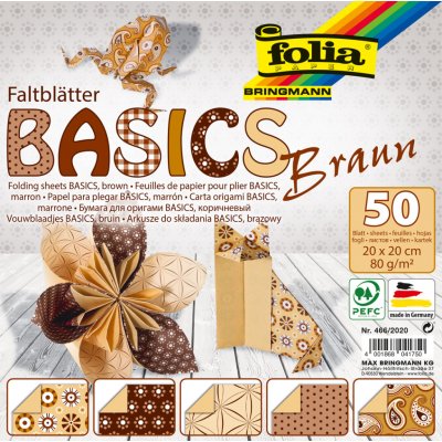 Folia Bringmann Origami papír Basics 80g/m2 20 x 20 cm hnědá 50 ks – Zbozi.Blesk.cz