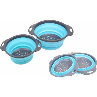 Skládací silikonové cedníky 2 ks šedo-modré – Zbozi.Blesk.cz