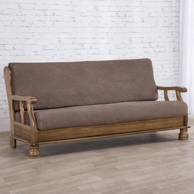 Nueva Textura strečový potah na sedačku - dvojkřeslo s dřevěnými rukojeťmi Niagara tabákový 130 - 160 cm – Zboží Dáma