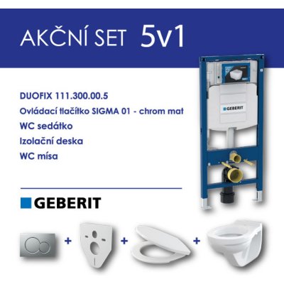 SET 5v1 GEBERIT DUOFIX+SIGMA 01 chrom mat+sedátko SOFT CLOSE+WC mísa EUROLINE – Hledejceny.cz