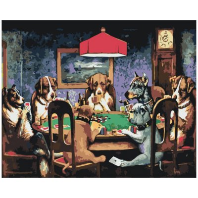 MALUJEŠ Malování podle čísel PSÍ POKER Rozměr 30 x 40 cm Rámování bez rámu a bez vypnutí plátna – Hledejceny.cz