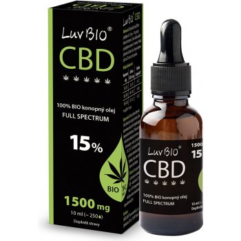 Luvbio CBD 15 % BIO konopný olej 10 ml