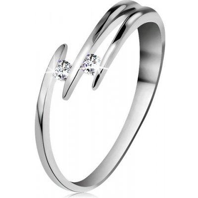 Šperky eshop Briliantový prsten z bílého zlata dva blýskavé čiré diamanty tenké linie ramen BT178.24 – Zboží Mobilmania