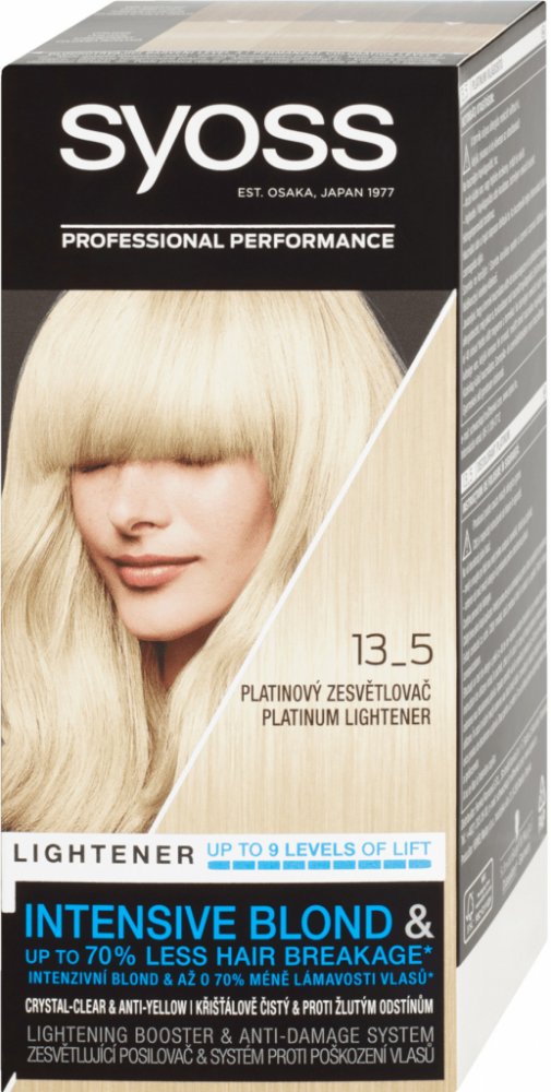 Syoss Lightening Blond 13-5 Intenzivní platinový zesvětlovač Platinum  Lightener profesionální barva na vlasy | Srovnanicen.cz