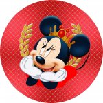 1x Mickey Mouse – zlatá korunka a červené pozadí – jedlý papír na dort – Hledejceny.cz